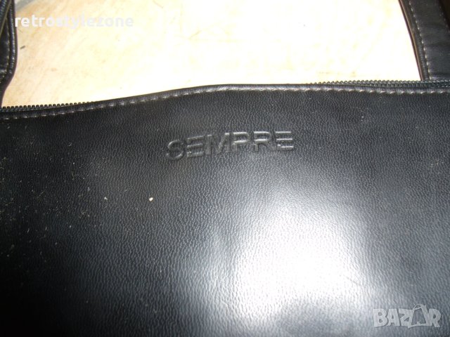 № 6938 стара кожена чанта SEMPRE   - размер 37,5 / 31 / 10 см , презрамка 34 см   - три прегради  - , снимка 6 - Чанти - 40364596
