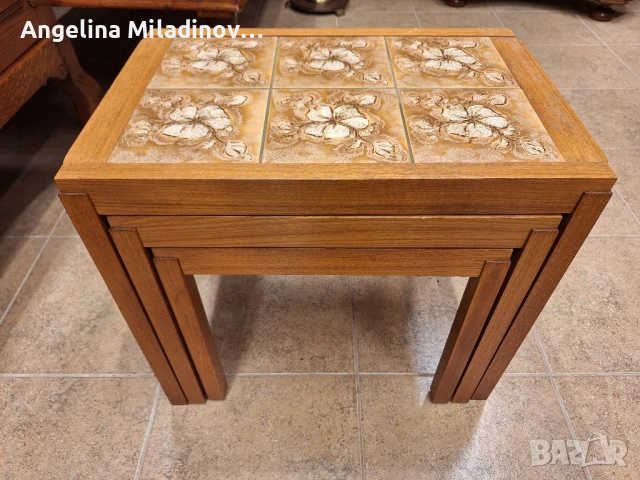 К - т три помощни масички с плочки , снимка 4 - Маси - 51314216