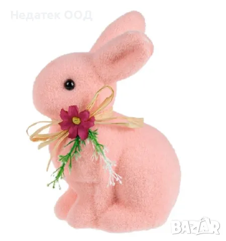 Великденско декоративно зайче, Розов, 18 см, снимка 2 - Декорация за дома - 48714297
