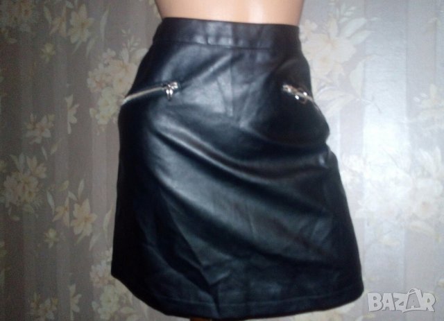 Primark-M-Къса кожена пола с декоративни ципчета, снимка 3 - Поли - 35109886