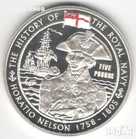 Guernsey-5 Pounds-2003-KM# 160a-Admiral Nelson-Silver Proof, снимка 1 - Нумизматика и бонистика - 37333260