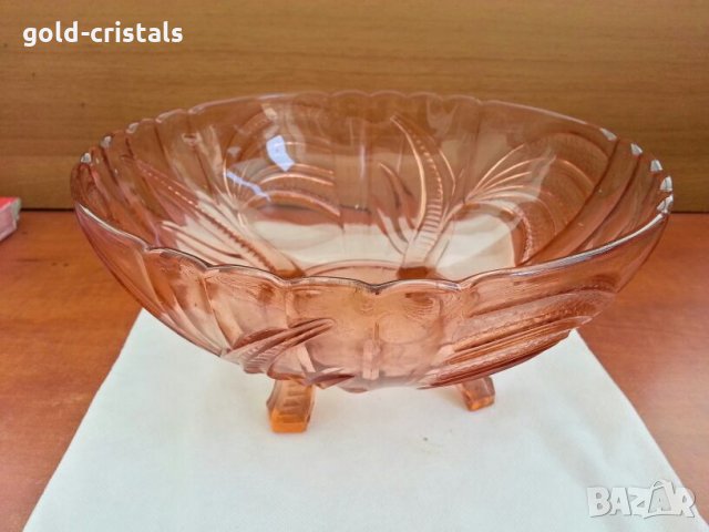 ретро стъклена купа фруктиера чиния, снимка 2 - Антикварни и старинни предмети - 26627173