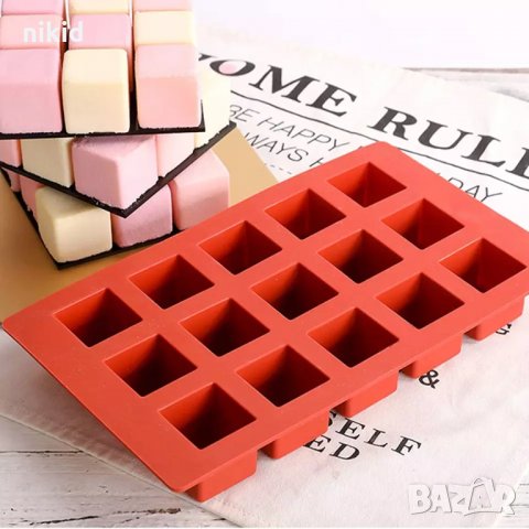 4 см 15 бр куб кубче кубчета силиконов молд форма калъп фондан шоколад гипс гипсови фигурки декор, снимка 2 - Форми - 35595978