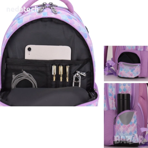 Ученическа раница 15NF36, Лилав, 30x19x45см., снимка 2 - Раници - 51531193