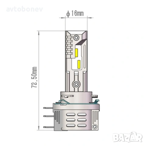LED крушки A8 - H15 - 6500K - 12V/36W, к-т/2бр/, снимка 3 - Аксесоари и консумативи - 53348406