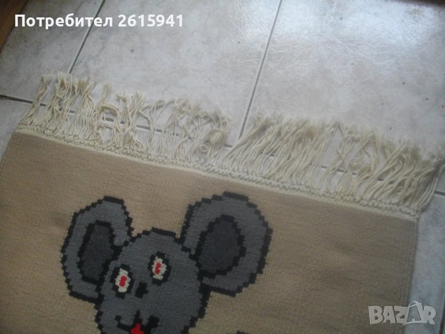 Нов Ръчно Тъкан Детски Килим-Двулицев-67х59см-Дебел, снимка 4 - Други - 38981651