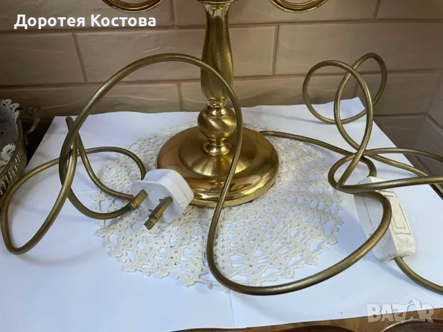 Красива двойна месингова лампа от Англия, снимка 12 - Антикварни и старинни предмети - 49104053