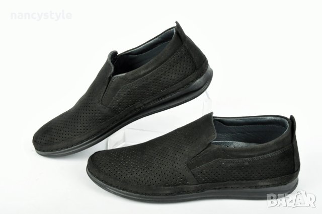 НОВО! Черни мъжки обувки от естествен велур, снимка 1 - Спортно елегантни обувки - 40412456