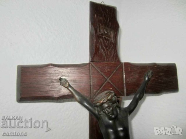 много голям 70см Стар кръст религия разпятие метал и дърво, снимка 4 - Други ценни предмети - 28872491