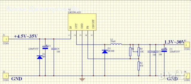 DC-DC понижаващ регулируем стабилизатор на напрежение 1.5V–35V | LM2596 | До 3A с радиатор, снимка 2 - Друга електроника - 50799297