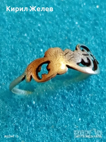 Елегантен сребърен пръстен стил АРТ НУВО майсторска ръчна изработка 52387, снимка 4 - Пръстени - 52625484