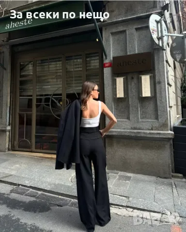 Дамски черен костюм с две части Код LFS342, снимка 2 - Костюми - 49613021