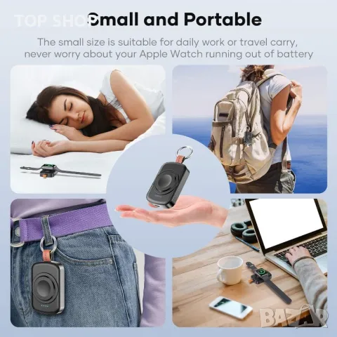 Преносимо безжично зарядно устройство за Apple Watch Ultra, 1800mAh Power Bank, снимка 2 - Смарт часовници - 48477098