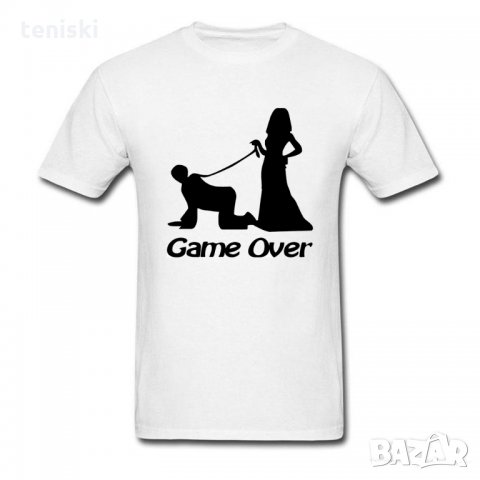 Тениски за младоженци за сватба GAME OVER Мъжки и дамски, снимка 6 - Тениски - 32876350