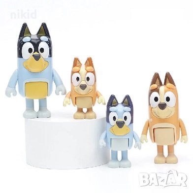4 бр Блуи и Бинго Bluey and Bingo Чили и Бандит пластмасови фигурки играчки за игра и украса торта, снимка 2 - Фигурки - 43852757