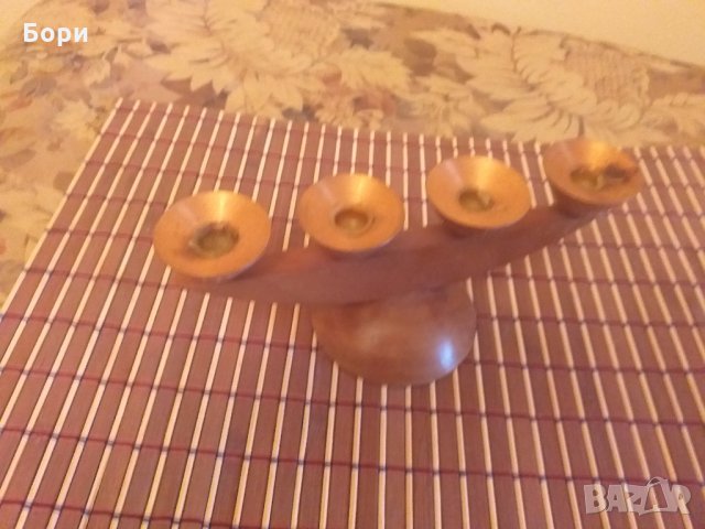 Дървен свещник за 4бр свещи, снимка 4 - Декорация за дома - 28149197