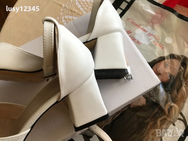 Дамски бели сандали! №38, снимка 6 - Дамски елегантни обувки - 37093749