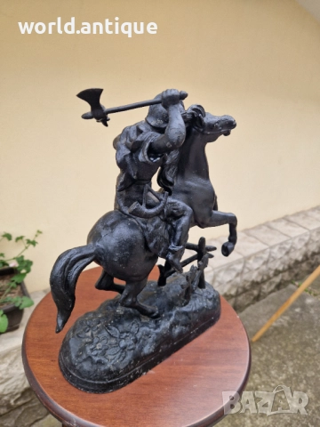 Страхотна антикварна английска метална фигура статуетка , снимка 5 - Антикварни и старинни предмети - 52269991