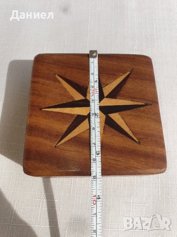 Дървена ретро кутия с часовник и компас, снимка 2 - Подаръци за мъже - 43258578