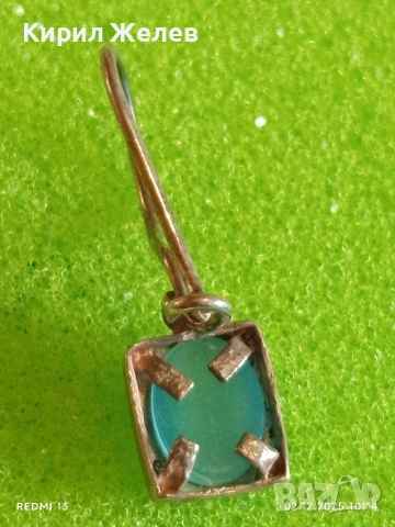 Елегантни сребърни обеци с зелен топаз финни ръчна изработка 40082, снимка 6 - Обеци - 52621953