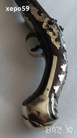 Стар кремъчен пищов със сребърни апликации,работещ ,револвер, ятаган,сабя,щик, снимка 10 - Антикварни и старинни предмети - 52217517