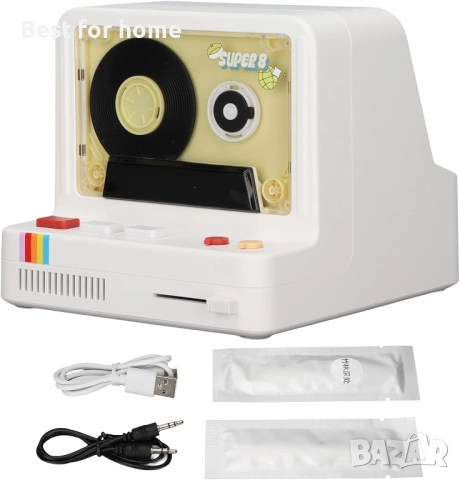 Преносим стерео ретро Bluetooth високоговорител с касетофон, сив (бял)