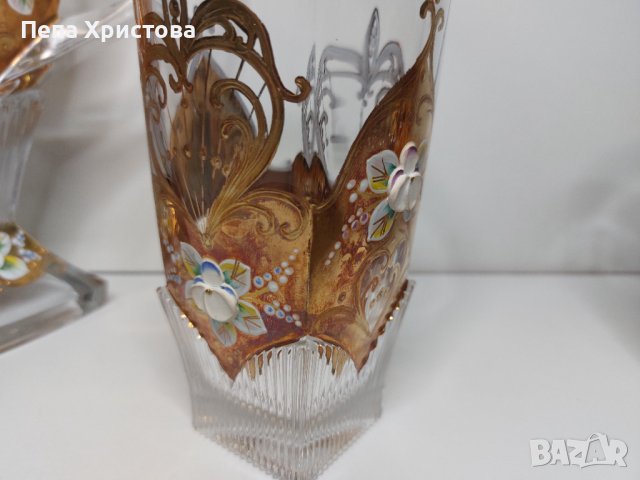 Комплект от оловен чешки кристал Бохемия , снимка 5 - Чаши - 43913428