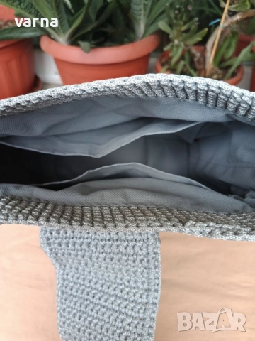 Плетена ръчно дамска чанта сива, снимка 3 - Чанти - 51860148