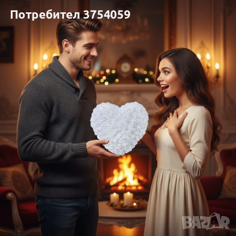 Декоративно сърце от изкуствени рози в подаръчна кутия, снимка 2 - Романтични подаръци - 53075909