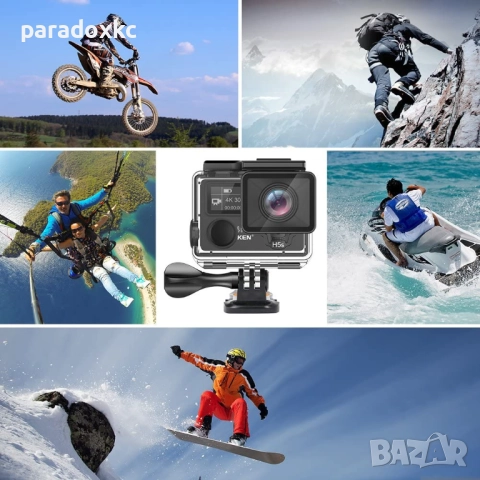EKEN H5S Plus 4K екшън камера – водоустойчива + пълен комплект аксесоари, снимка 5 - Камери - 52368796