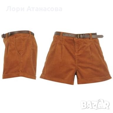 Летни кокетни  джинсови панталонки с коланче,внос от Англия-два странични  джоба,кафяв цвят, снимка 1