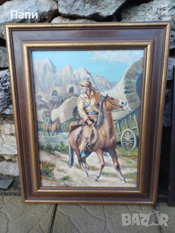 Лот от три картини-"Дивият запад"., снимка 2 - Антикварни и старинни предмети - 53268493