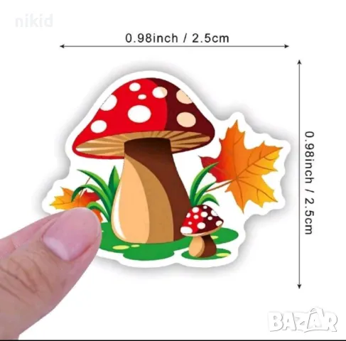 100 бр гъба гъби гъбки малки самозалепващи лепенки стикери за ръчна изработка за подарък, снимка 2 - Други - 47933392