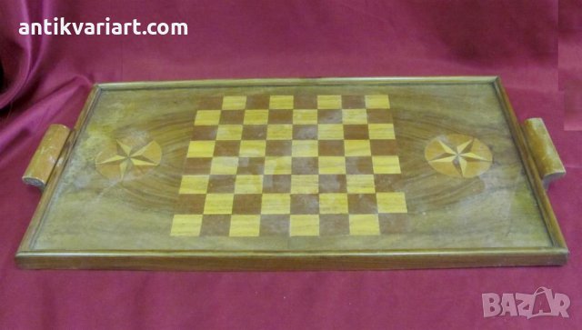 Стар Дървен Поднос Основа за Шах, снимка 4 - Антикварни и старинни предмети - 27679266