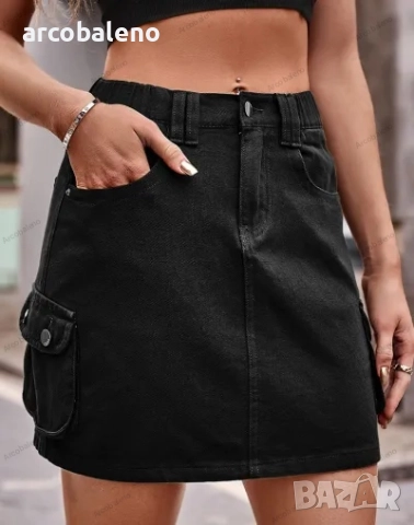 Дамска дънкова пола, ежедневна пола, 2цвята , снимка 10 - Поли - 51637566