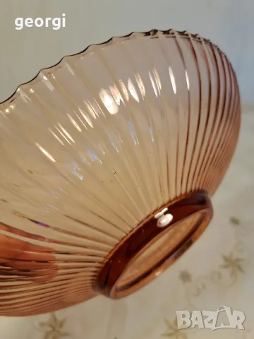 стъклена купа фруктиера от розово стъкло 25/5, снимка 4 - Аксесоари за кухня - 50341230