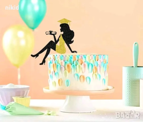 Право момиче златна сребърна рокля тога завършване бал Абитуриент брокатен топер украса декор парти, снимка 5 - Други - 50395935