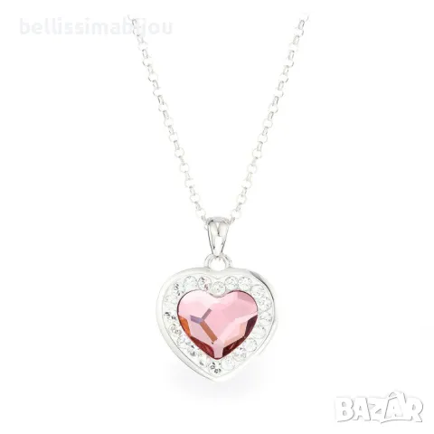 Дамско Сребърно Колие със Сърце Сваровски/Swarovski