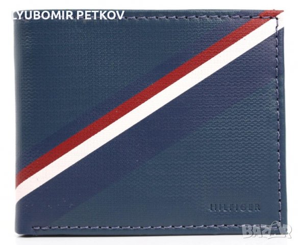 Tommy Hilfiger Мъжки Кожен Син Портфейл с Подаръчна Кутия, снимка 1