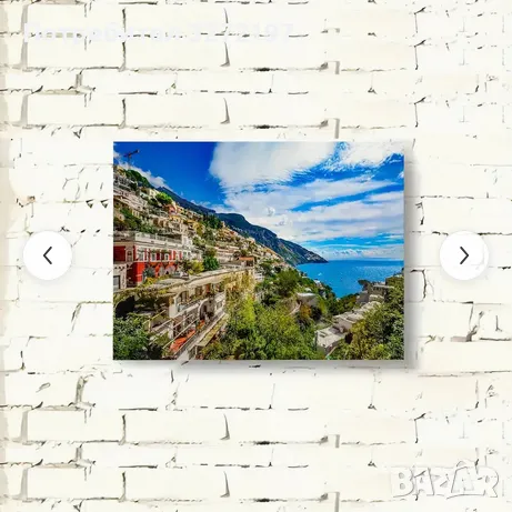 Картина на платно с дървена рамка-Италиански крайморски градски пейзаж,30x40 см., снимка 2 - Картини - 48464647
