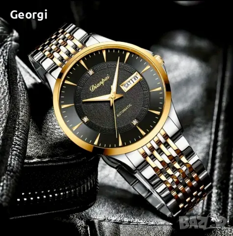 Мъжки аристократичен автоматичен часовник DIANPAI* Черно/златист металик!, снимка 11 - Мъжки - 49657418