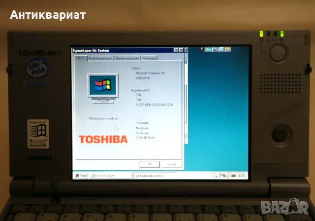 Винтидж лаптоп Toshiba Libretto 50CT / Pentium / 16MB / 810MB / 6.1" TFT, снимка 7 - Лаптопи за работа - 49440200