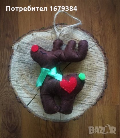 Коледна декорация / Коледни играчки за елха от филц ръчна изработка елен, снимка 4 - Декорация за дома - 34909867