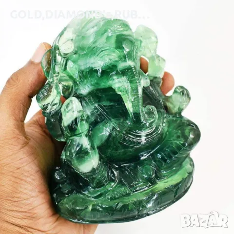 Зелен флуорит ! 4810 (Cts.) карата! Бог Ганеша ., снимка 3 - Антикварни и старинни предмети - 47743906