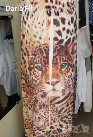 УНИКАЛНО КРАСИВА дълга рокля в леопардов принт с отворен гръб, снимка 7 - Рокли - 37396274