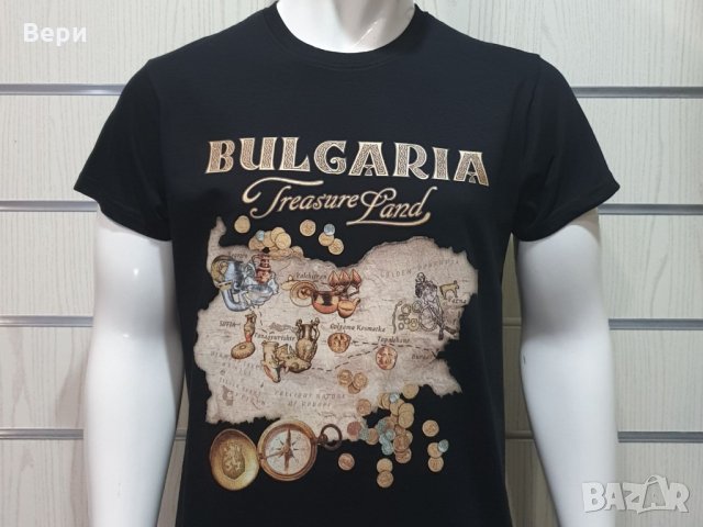 Нова мъжка черна тениска с трансферен печат България - Treasure Land (Земя на съкровищата), снимка 14 - Тениски - 27987779
