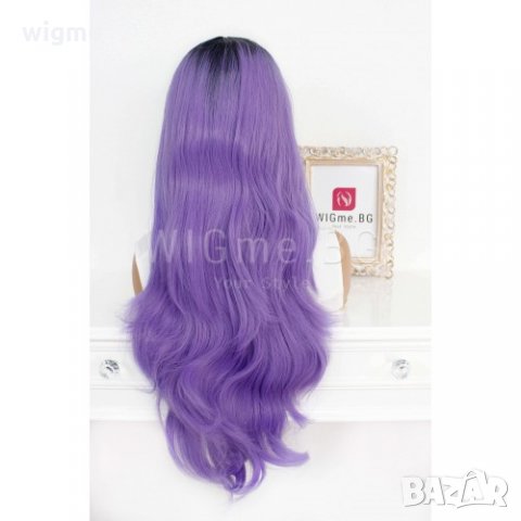 Дълга лилава лейс фронт перука Лила, снимка 3 - Аксесоари за коса - 32378619