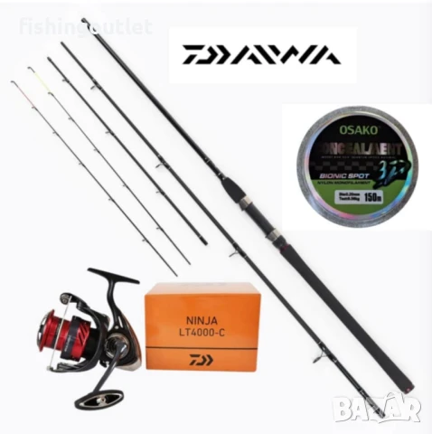 Фидер комплект Daiwa Black Widow 3.60m ,Daiwa Ninja 4000 и корда 0.20м
