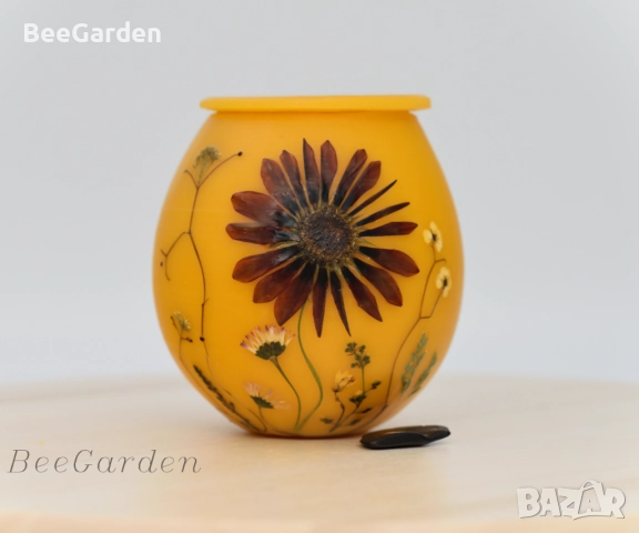 Ръчно изработено бурканче от пчелен восък с пчелен мед, снимка 6 - Пчелни продукти - 43761816