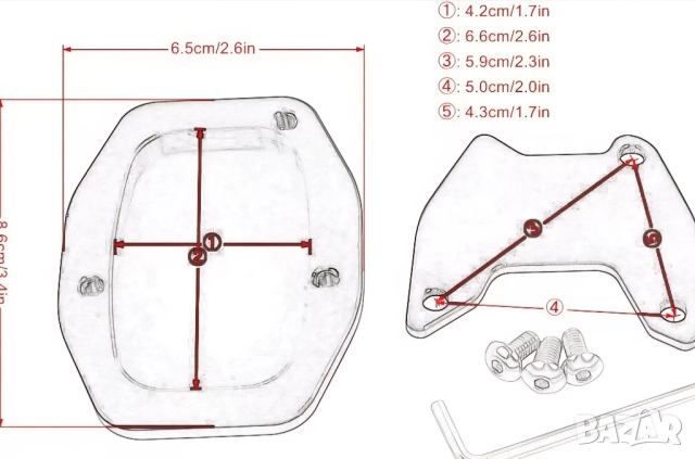 Пети за опора на стойка за мотоциклет, снимка 3 - Аксесоари и консумативи - 51764168
